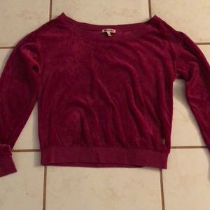 Juicy couture pink velvet long sleeve shirt